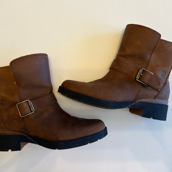 Timberland Graceyn Ankle Pull-On Biker Boots Women's Size 6.5 Sherpa Fur